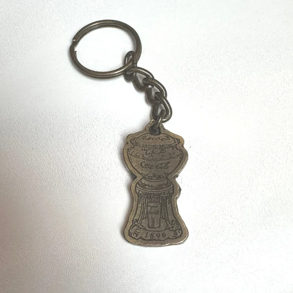 Coca Cola Keychain 1896 Soda Fountain Drink Metal Charm Key‎ Ring Collectible